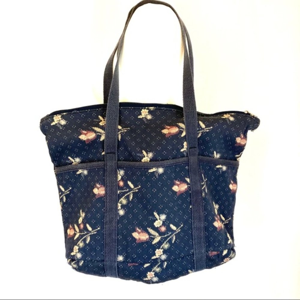 VINTAGE 1980s 1990s CottageCore Floral Book Bag